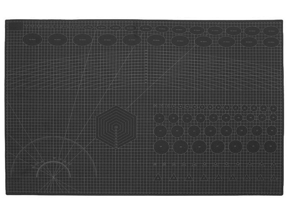 Placa pentru taiere precisa, modelare, fata-verso, cu auto-vindecare A1, 60 x 90 cm, scara clar vizibila, negru [7]