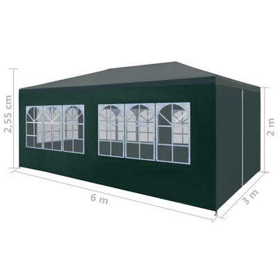 Pavilion curte,gradina,evenimente 3x6 m cu 6 pereti laterali cu ferestre - Verde [2]