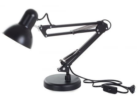 Lampa de birou cu suport, alimentare 220V, soclu E27 becuri clasice, bec LED 5W inclus - Negru [5]