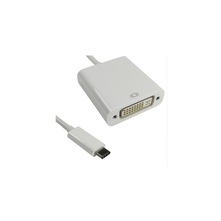Adaptor tip C 3.1 la DVI, 15 cm, pentru laptop, Macbook, iMac, alb [6]