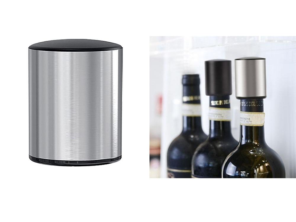 Dop pentru sticla de vin, plastic, 4 x 5.5 cm, mentine aroma si gustul, argintiu [4]