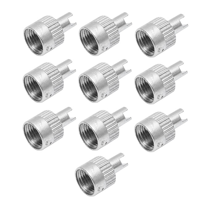 Set 10 capacele ventil metalic universal pentru autoturisme, motociclete, biciclete - Argintiu
