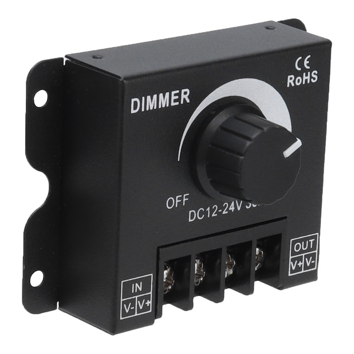 Dimmer pentru benzi LED, control manual, 12V-24V, 30A, negru [7]
