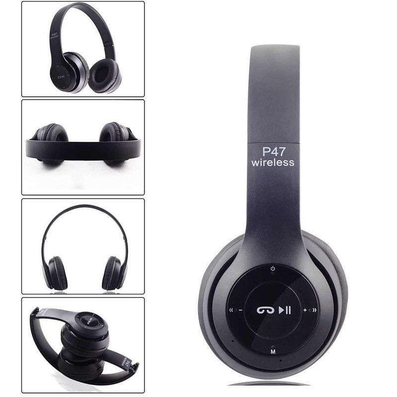 Casti audio, wireless, Bluetooth, lumini LED, radio FM, MP3, negru [6]