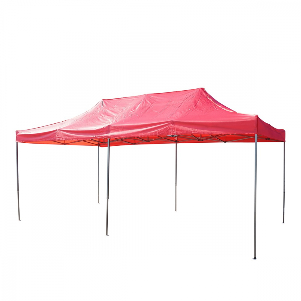Cort tip pavilion, 3x6 m, fara pereti laterali, pliabil, poliester impermeabil, rosu [2]