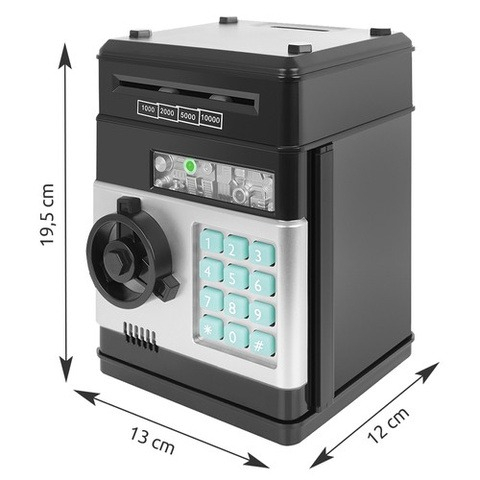 Pusculita electronica pentru copii, tip ATM, blocare cu PIN, efecte luminoase si sonore, negru [8]