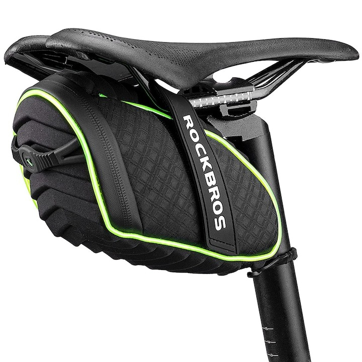 Geanta pentru bicicleta, montare sub sa, 21 x 9.5 x 9.5 cm, 3 moduri de lumina, husa impermeabila inclusa [2]