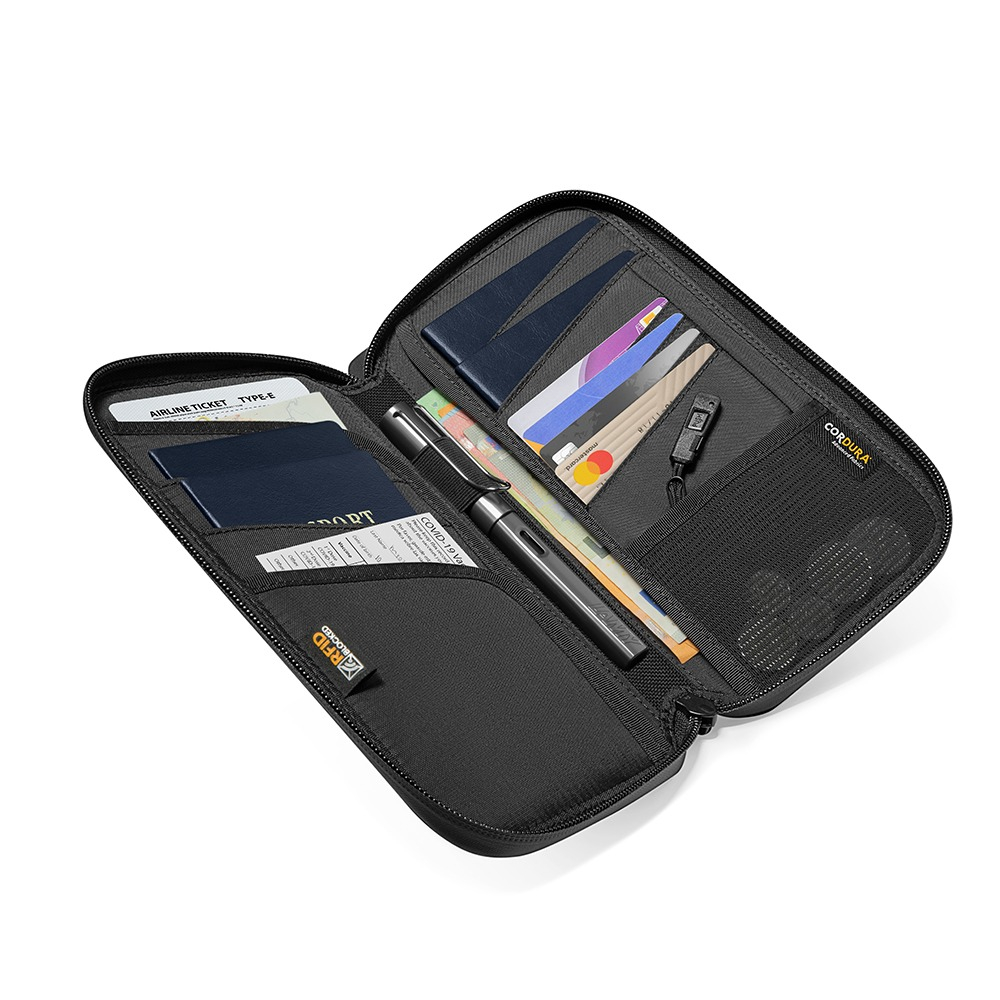 Geanta pentru accesorii, universala, nailon, protectie RFID, negru [3]