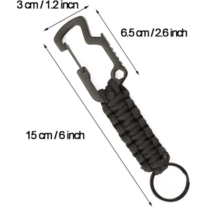 Breloc tip carabina, multifunctional, 15 cm, aliaj de zinc, negru [4]