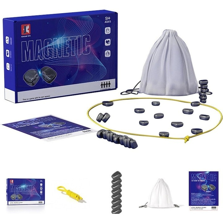 Joc educativ pentru copii, 20 magneti, sfoara, cutie depozitare, 8 ani+, 16 x 11 x 3 cm, albastru [3]