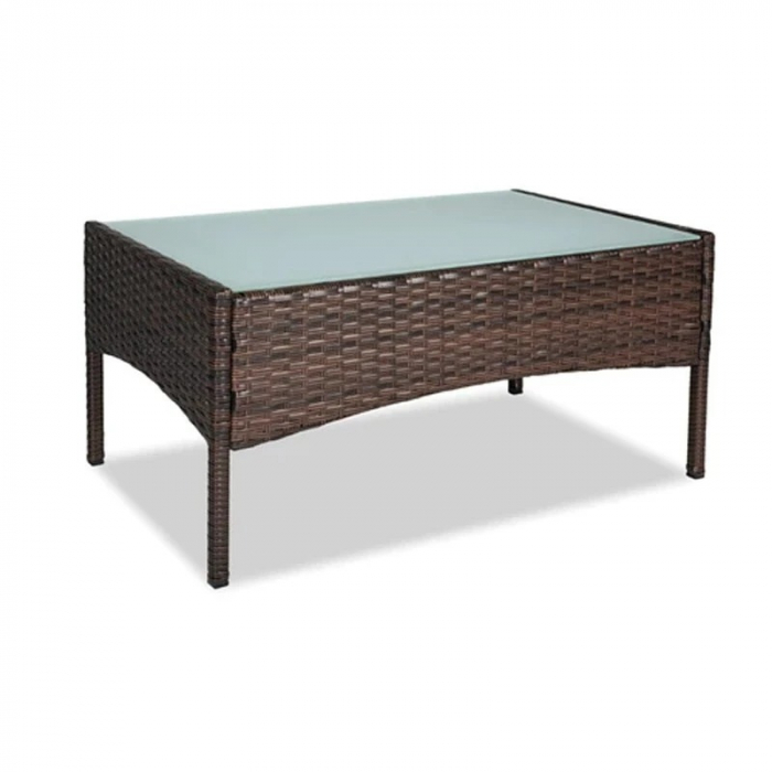 Set mobilier complet de gradina din 4 piese,2 fotolii, 1 canapea,1 masuta - Maro [5]