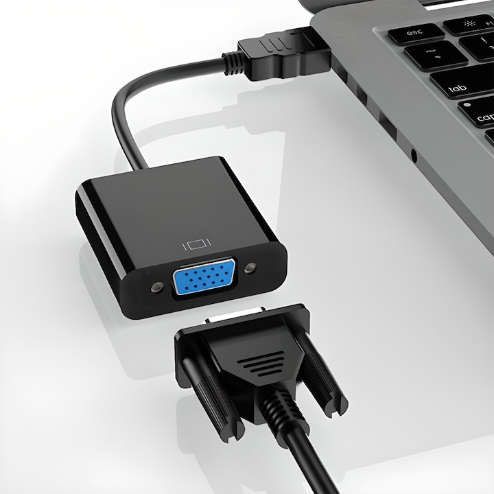 Adaptor convertor HDMI tata la VGA mama, jack 3.5 mm audio mama, cablu audio, 25 cm, negru [7]