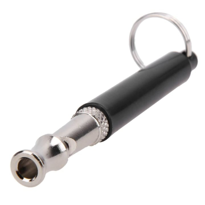 Fluier de dresaj pentru caini, lungime 8 cm, metal/plastic, negru/argintiu [5]