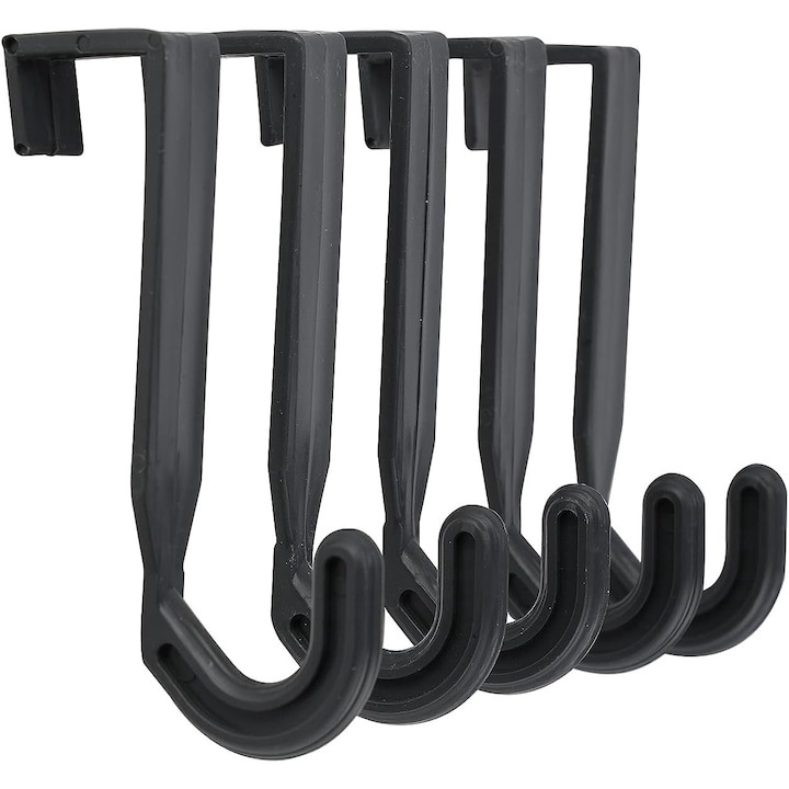 Set 5 cuiere pentru usa, plastic, haine, prosoape, genti, accesorii, negru