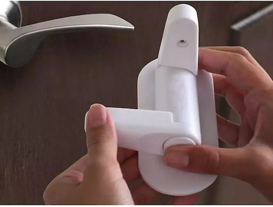 Set 2 bucati sistem de siguranta pentru copii, blocare maner, ABS, autoadeziv, montare pe usi, ferestre, 12 x 5 x 7.5 cm, alb [12]