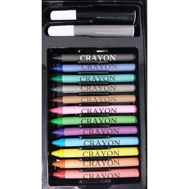 Set pictat si desen, 86 piese, gentuta depozitare tip valiza, 33.5 x 3.5 x 27 cm – complet, colorat si ideal pentru copii pasionati de arta [3]