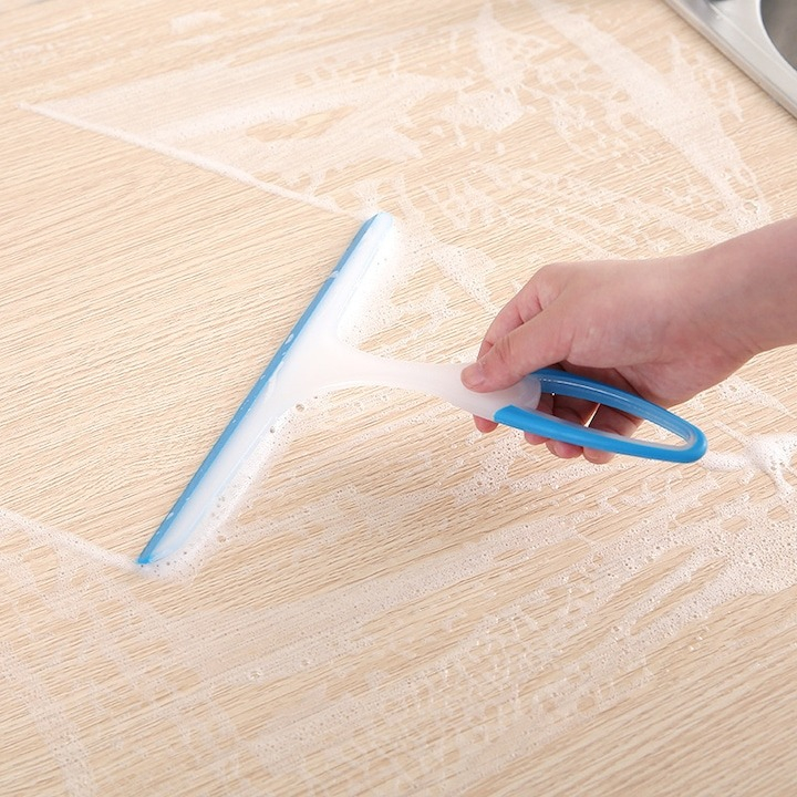 Racleta multifunctionala pentru curatare geamuri, oglinzi, cabine de dus, parbriz, silicon, reutilizabila, 22 x 22 cm, albastru [4]