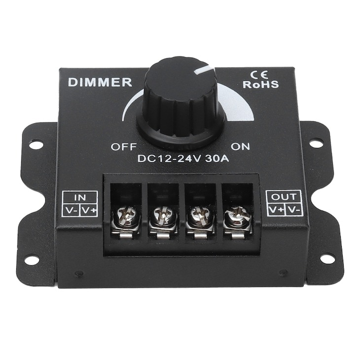 Dimmer pentru benzi LED, control manual, 12V-24V, 30A, negru [5]