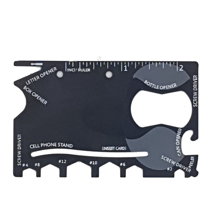 Card multifunctional pentru supravietuire, 18 in 1, otel inoxidabil, 9 x 6 cm, negru [5]