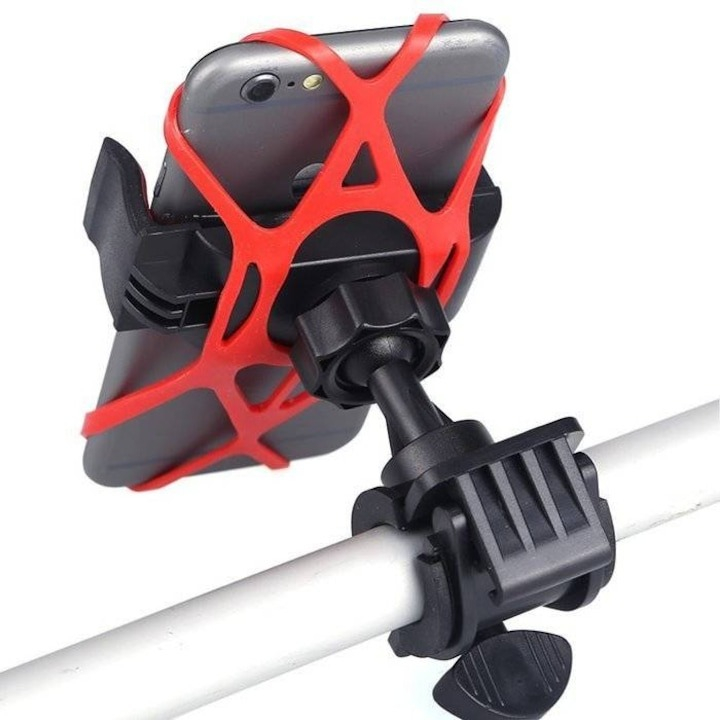 Suport telefon pentru biciclete/motociclete, bretele din silicon, ajustabil, rotire 360°, rosu [13]