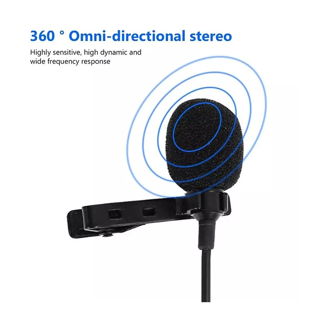 Microfon tip lavaliera, cu fir, Lightning - Jack 3.5 mm, lungime cablu 1.5 m, negru [2]