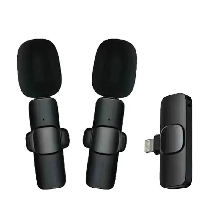 Set 2 x lavaliera wireless pentru telefon, Lightning, negru [3]