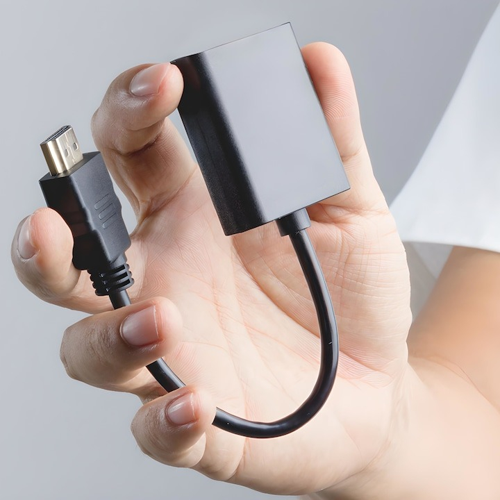 Adaptor convertor HDMI tata la VGA mama, jack 3.5 mm audio mama, cablu audio, 25 cm, negru [4]
