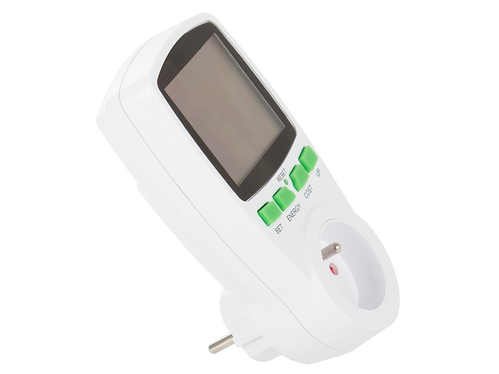 Priza cu contor energie, curent electric, consum, amperaj, tensiune, display LCD, alb [6]