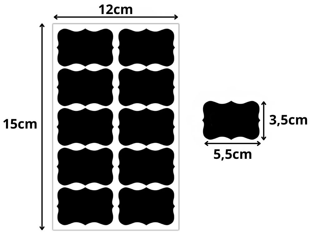 Set 192 etichete autoadezive, marker alb inclus, PVC, reutilizabil, 5.5 x 3.5 cm, universal, pentru plastic, metal, sticla, negru [15]