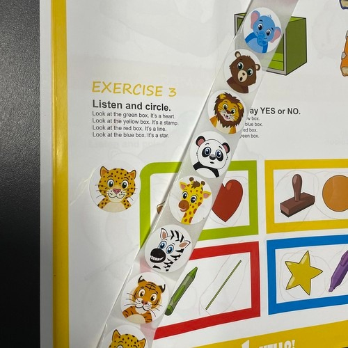 Set 500 etichete autoadezive, cu animale, pentru copii, 8 modele, 6 x 2.6 cm, multicolor, universale [8]