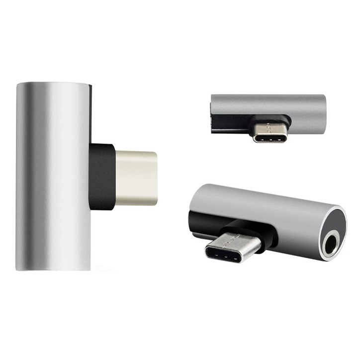 Adaptor audio USB Type-C la miniJack 3.5 mm, gri [2]
