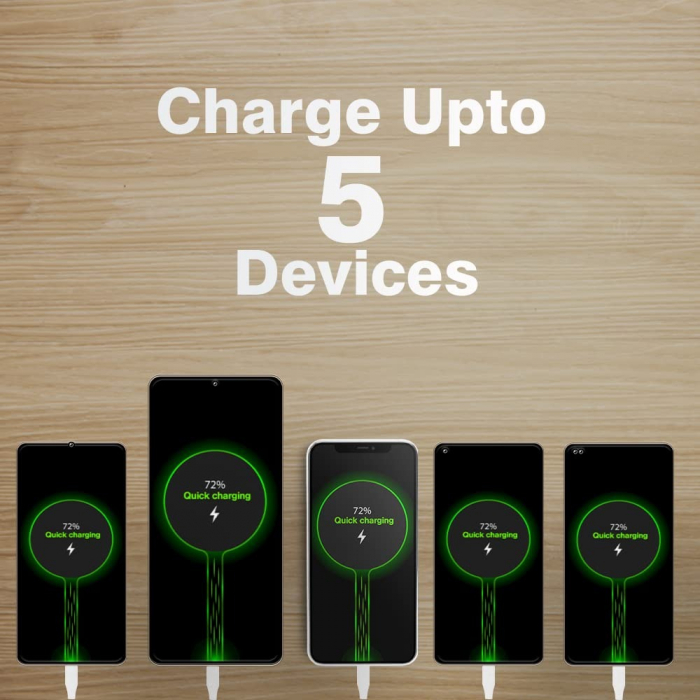 Cablu de incarcare telefon 5in1 cu micro USB,type C,iphone si 2x USB - Alb [3]