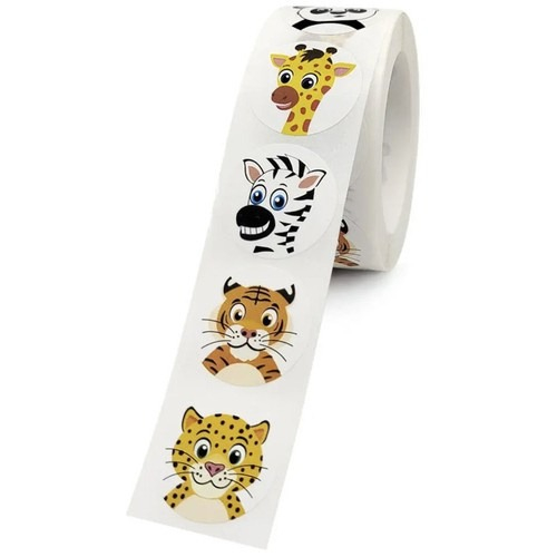 Set 500 etichete autoadezive, cu animale, pentru copii, 8 modele, 6 x 2.6 cm, multicolor, universale [12]