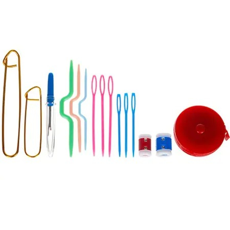 Set de Crosetat 85 Piese, Ace si Acesorii, Geanta depozitare cu fermoar, accesorii multicolore [7]
