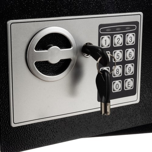 Seif metalic, electronic, 20 x 31 x 20 cm, set 2 chei si accesorii incluse, negru [8]