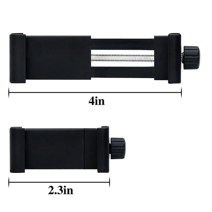 Trepied 2 in 1 pentru telefon cu suport smartphone rotativ, prindere cu surub 10 cm, montura 1/4 inch, ABS negru, pentru vlogging si filmare [9]