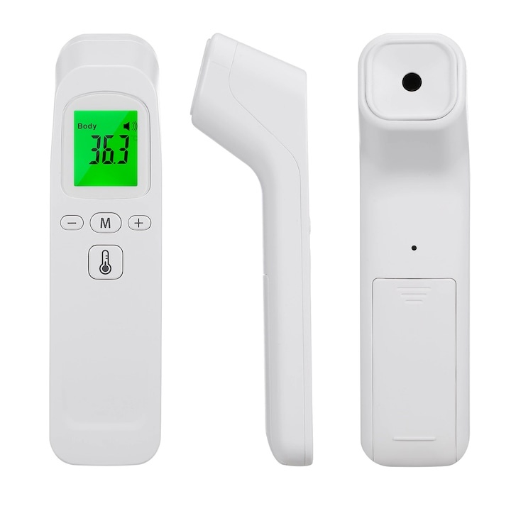 Termometru digital cu infrarosu, fara contact, afisaj LCD iluminat, masurare rapida 1 secunda, alb [2]