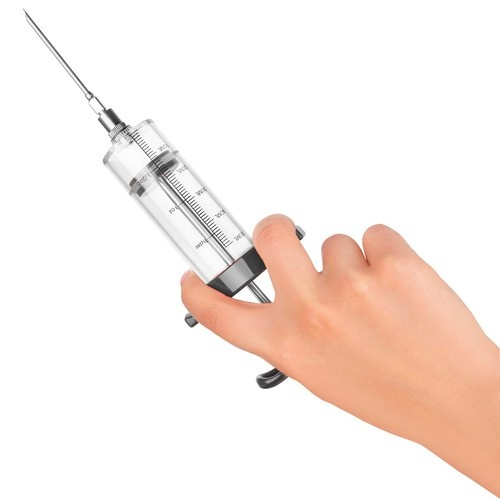 Seringa pentru injectare carne, 3 ace diferite, capacitate 50 ml, reutilizabila, gradata, plastic, otel inoxidabil, 7.7 x 23 x 3.5 cm, gri [8]
