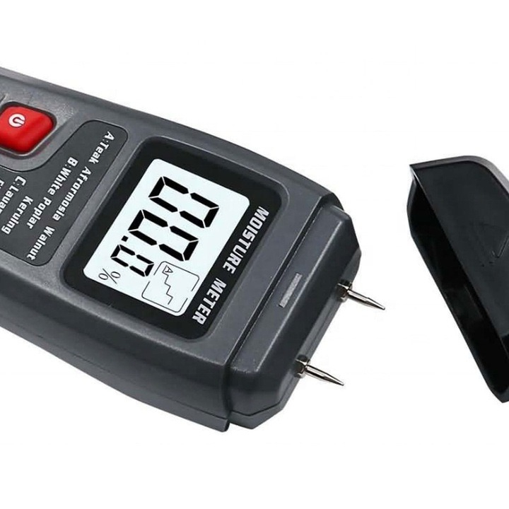Tester pentru detectarea gradului de umiditate din lemn, display digital, negru [7]