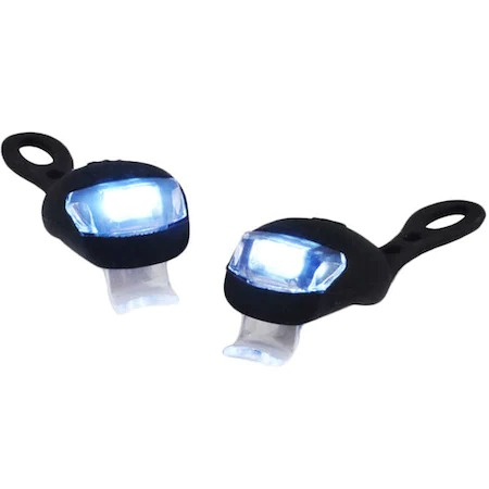 Set 2 lampi silicon pentru bicicleta,lumina alba,3 moduri de luminare,impermeabile - Negru [5]