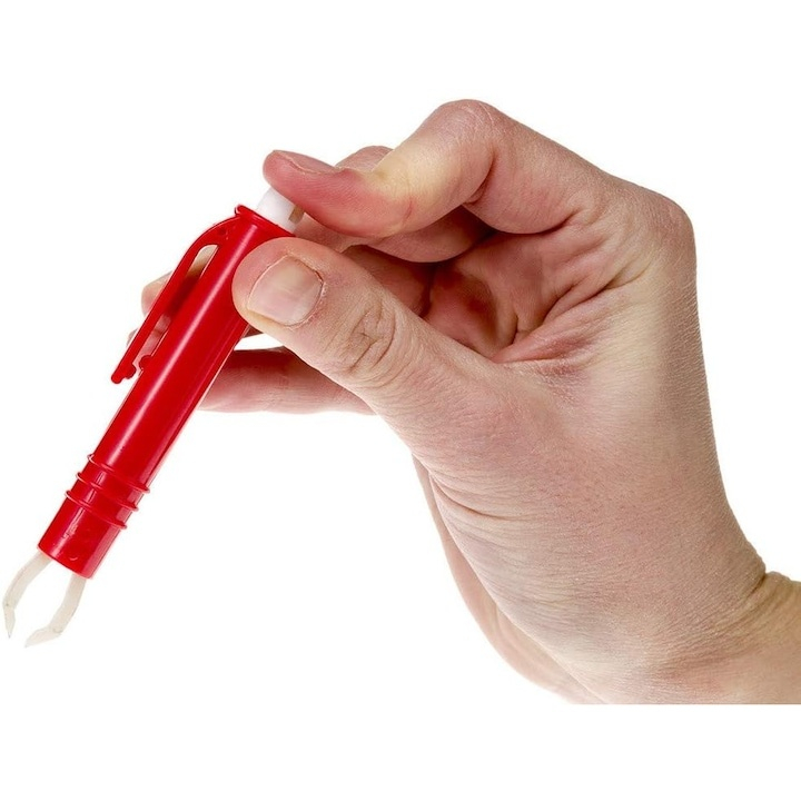Penseta pentru extragerea capuselor, 9 x 1 cm, plastic, usor de utilizat, ideala pentru caini si pisici, rosu [5]