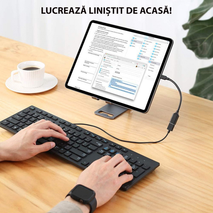Cablu date,  adaptor USB 2.0 la USB Type C, lungime cablu 10 cm - Negru [5]