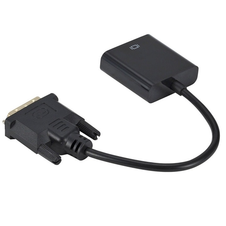 Cablu adaptor, convertor de la DVI-D 24+1 tata la VGA 15 pini mama, negru [2]