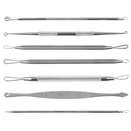 Set 10 instrumente pentru extractia punctelor negre, acnee, inox, argintiu [3]