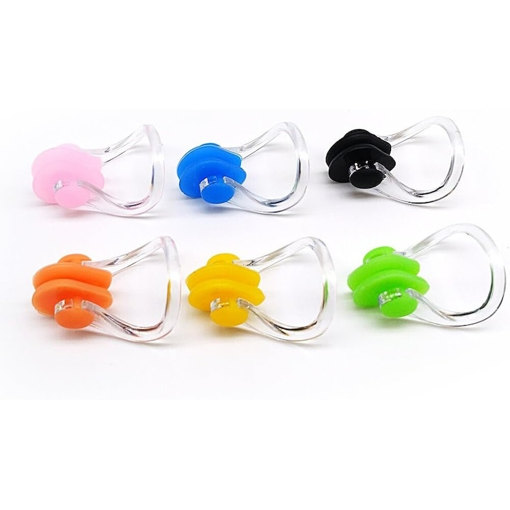 Set 14 clipsuri de nas pentru inot, silicon si plastic, 10 culori diferite, reutilizabile, confortabile, 4 cm [4]