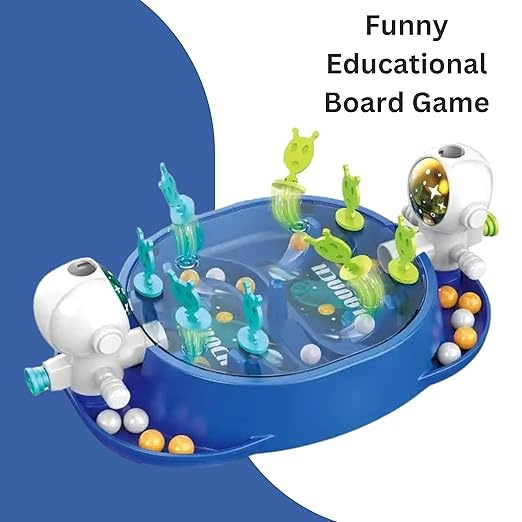 Joc de masa pentru copii, interactiv, model astronauti, ABS, 2 jucatori, portabil, albastru, 19 x 7 x 11.3 cm [4]