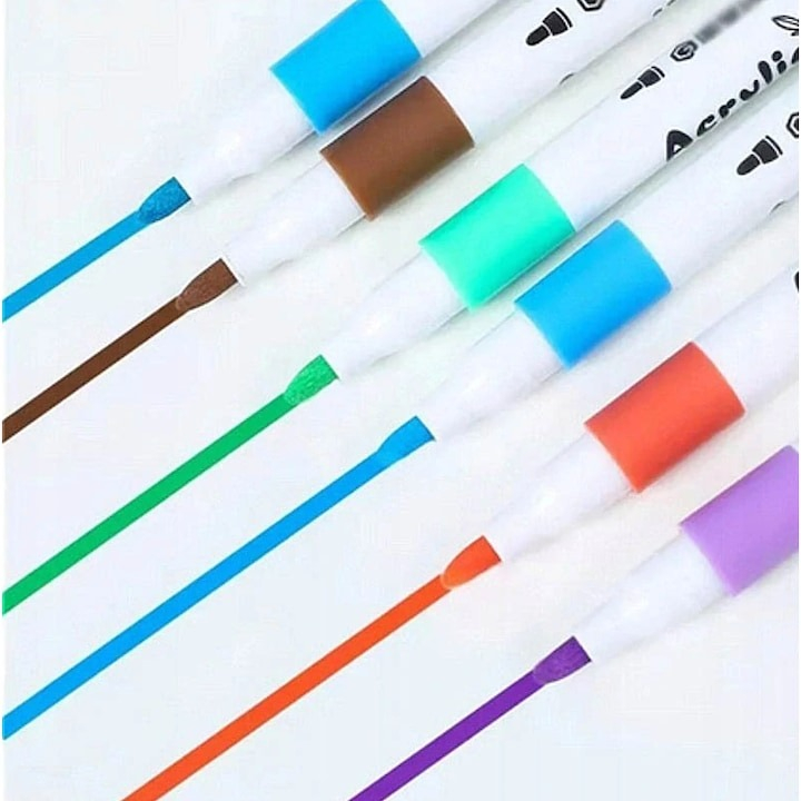 Set 60 markere acrilice, pentru hartie, sticla, piatra, lemn, panza, textile, uscare rapida, multicolor [11]
