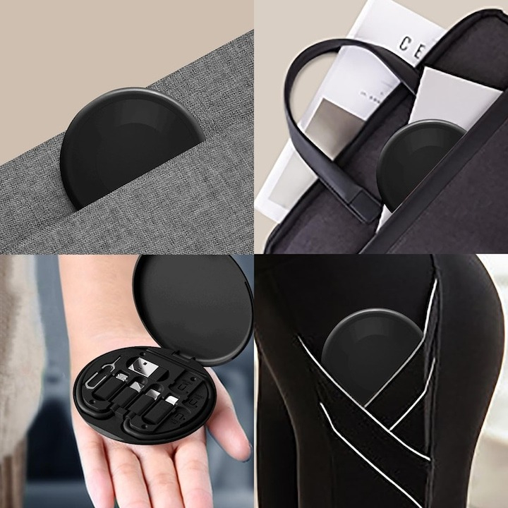 Set cabluri de date multifunctionale, adaptoare USB-C/Tip Lightning/USB-A/Micro-USB, portabil, negru [3]