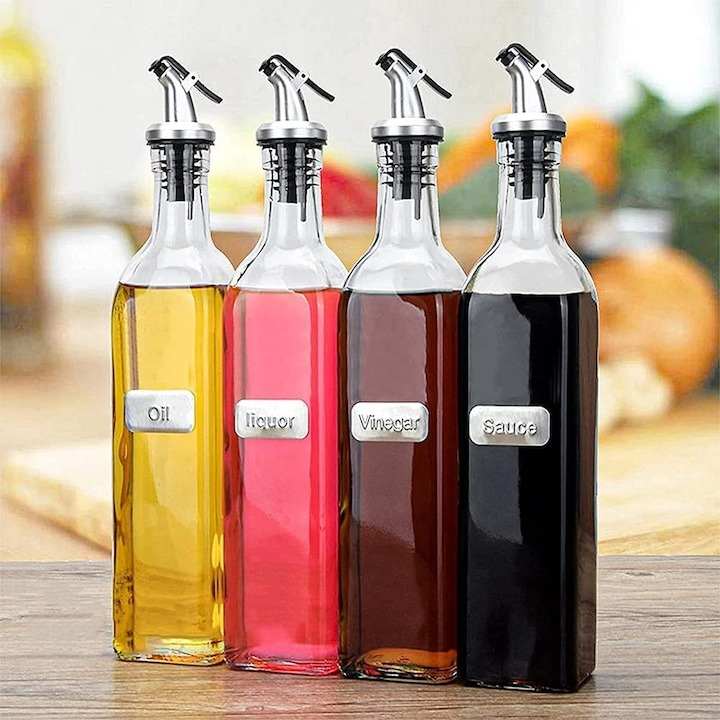 Dop cu picurator pentru sticle de alcool, otet, ulei, 8.5 x 3 cm, plastic/cauciuc, negru/argintiu [4]
