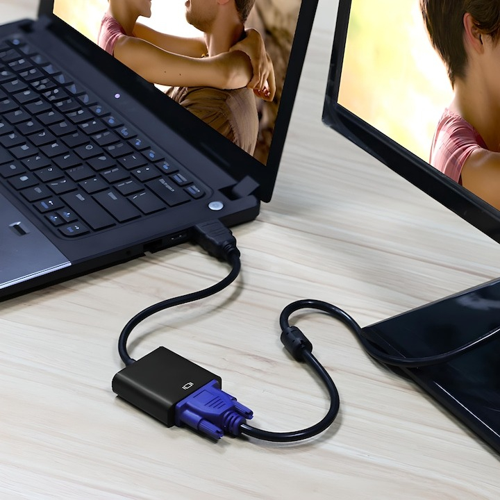 Adaptor convertor HDMI tata la VGA mama, jack 3.5 mm audio mama, cablu audio, 25 cm, negru [6]